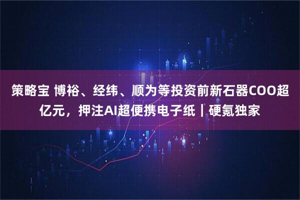 策略宝 博裕、经纬、顺为等投资前新石器COO超亿元，押注AI超便携电子纸｜硬氪独家